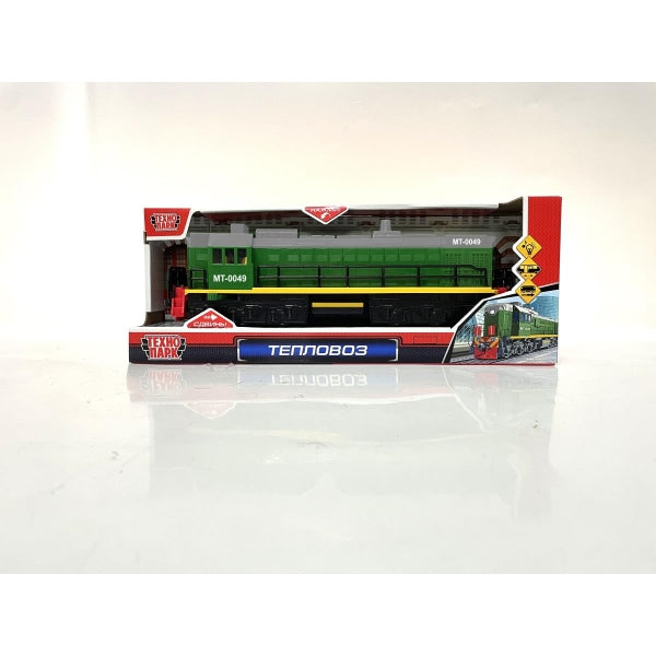 Технопарк. ЖД "Тепловоз ТЭМ-18" 32,5 см,пластик,свет-звук,4 кн,инер,зеленый с сер. арт.LOCO-32PL-GRGE
