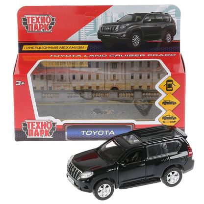 Machine en métal "TOYOTA PRADO", d'une longueur de 12 cm, ouverte. двери, инерц, ЧЁРНЫЙ в кор. Parc technologique dans le cor.2*36шт