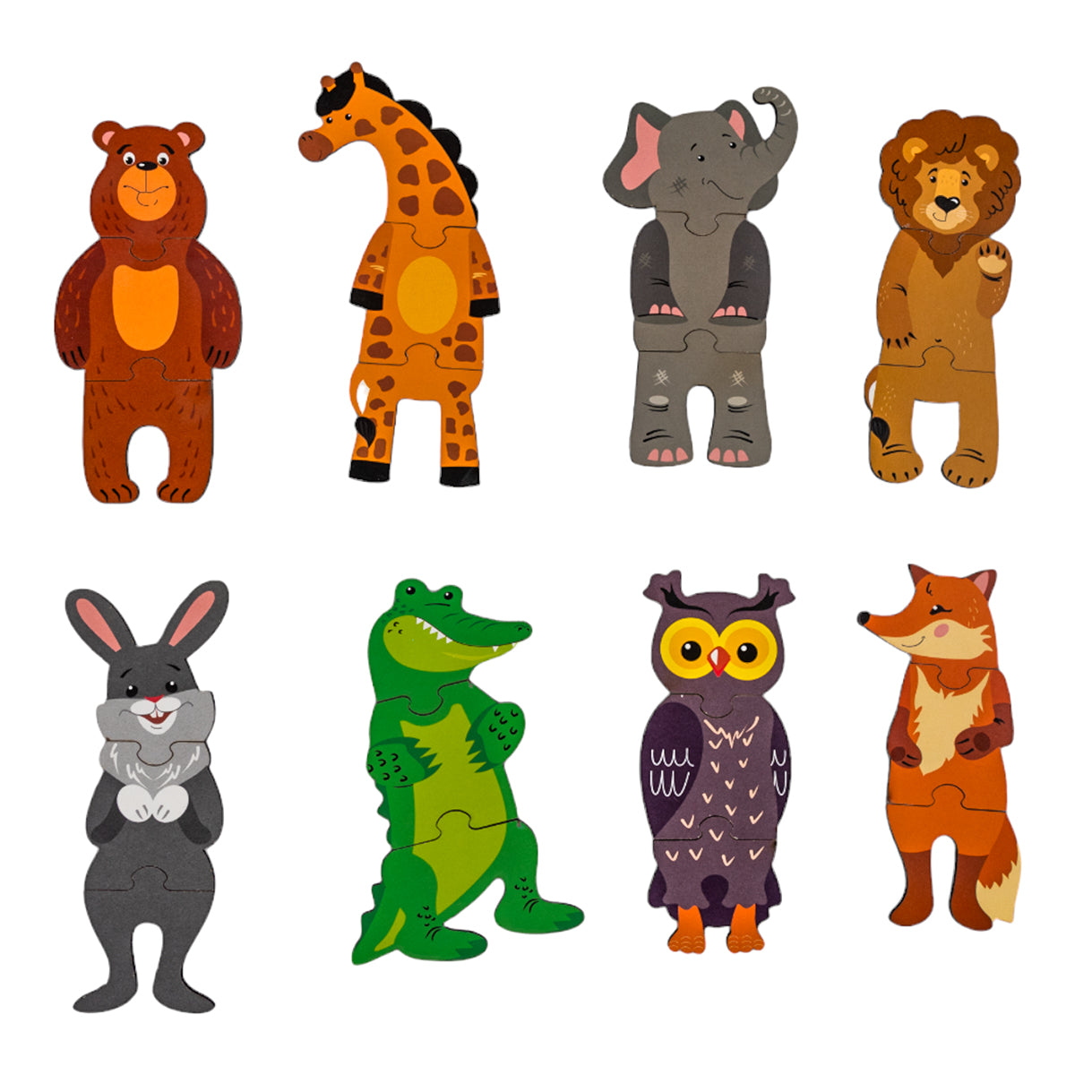 Пазлы из дерева. Тройные пазлы "Веселый зоопарк" 24 эл.