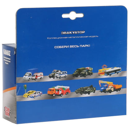 ТМ ТЕХНОПАРК. МАШИНЫ МЕТАЛЛ. КАМАЗ ЭВАКУАТОР 12СМ, ИНЕРЦ. + ЭКСКАВАТОР 7,5СМ В КОР. в кор.2*24шт