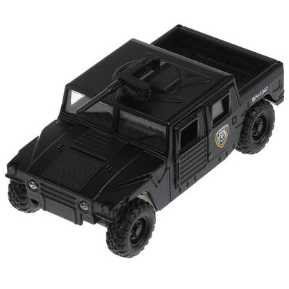 Машина металл АРМЕЙСКИЙ ВНЕДОРОЖНИК ПИКАП 12 см, двери, багажн, черн, кор. Технопарк в кор.2*36шт