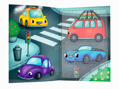 МНОГОРАЗОВАЯ ВОДНАЯ РАСКРАСКА С ЧЁРНЫМ КОНТУРОМ. ТРАНСПОРТ