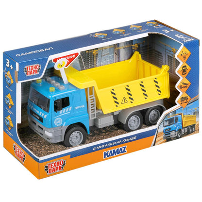 Технопарк. Машина "Kamaz Самосвал" 25 см, пластик свет-звук инерц, син, кор. арт.KAMDUMP-25PL-BUYE