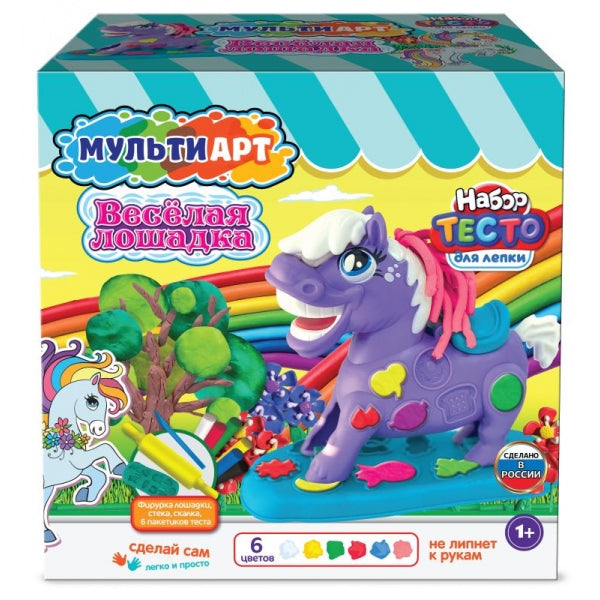 Набор с тестом для лепки и формочек веселая лошадка, 27 см МУЛЬТИ АРТ в кор.4шт