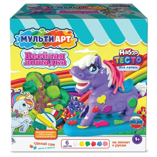 Набор с тестом для лепки и формочек веселая лошадка, 27 см МУЛЬТИ АРТ в кор.4шт