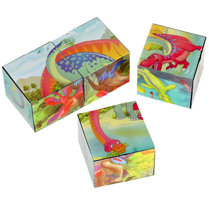 НАБОР ИЗ 4-И КУБИКОВ "ИГРАЕМ ВМЕСТЕ" ДИНОЗАВРЫ, ПЛЕНКА в кор.80наб