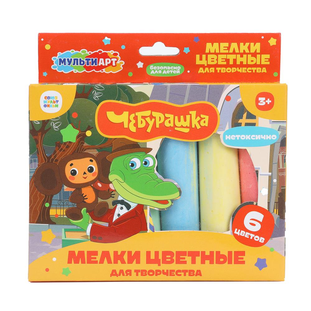 MEL6-113544-WOT Мелки асфальтовые 6 цв Чебурашка МУЛЬТИ АРТ в кор.48наб