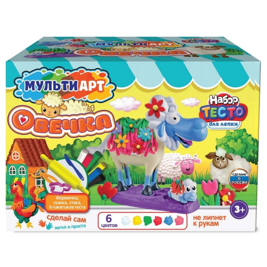 Набор теста для лепки сочками в форме милая овечка, 27 см MultiArt в кор.6шт