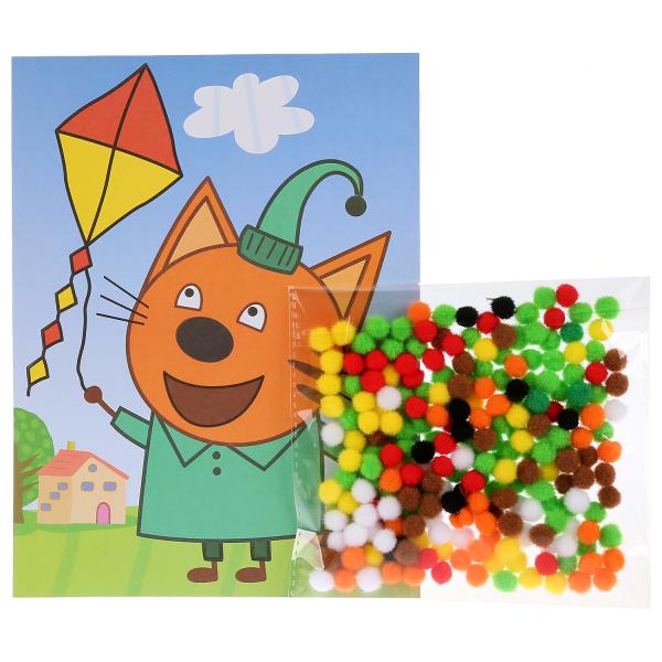 Набор д/тв-ва MultiArtАппликация из помпонов (17х23см) Три кота Компот в пак. в кор.48шт