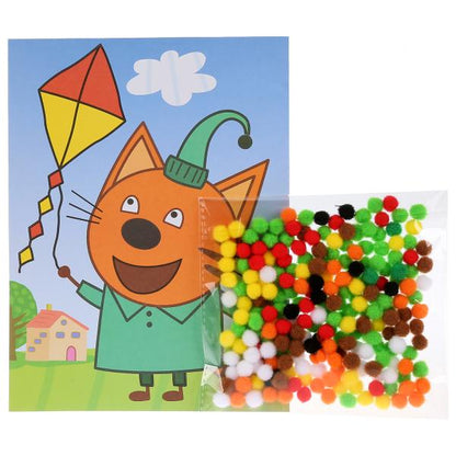 Набор д/тв-ва MultiArtАппликация из помпонов (17х23см) Три кота Компот в пак. в кор.48шт