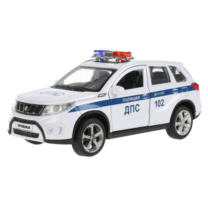 Машина металл свет-звук SUZUKI VITARA ПОЛИЦИЯ 12 см, двери, багаж, кор. Технопарк в кор.2*36шт