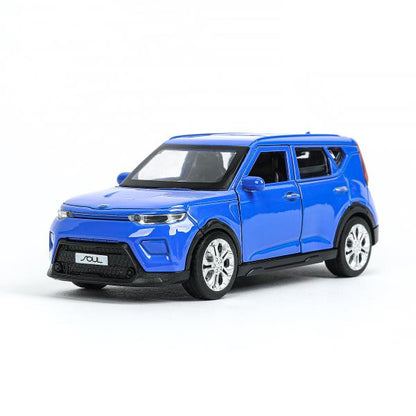 Машина металл KIA soul длина 12 см, двери, багаж., инерц, синий, кор. Parc technologique dans le cor.2*36шт