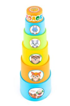 87006, Мягкая пирамидка стаканчики с наклейками "Колобок" КНОПА 1/10