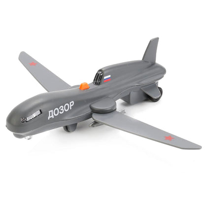 МОДЕЛЬ "ТЕХНОПАРК" МЕТАЛЛ. ИНЕРЦ. БЕСПИЛОТНИК ДОЗОР 19СМ, СВЕТ+ЗВУК, СКЛ. КРЫЛЬЯ В КОР. в кор.2*24шт