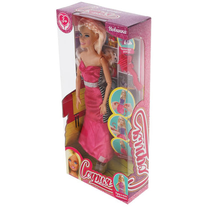 Кукла 29 см София руки и ноги сгиб, платье-трансф, реалис. ресницы, акс, в кор КАРАПУЗ в кор.24шт