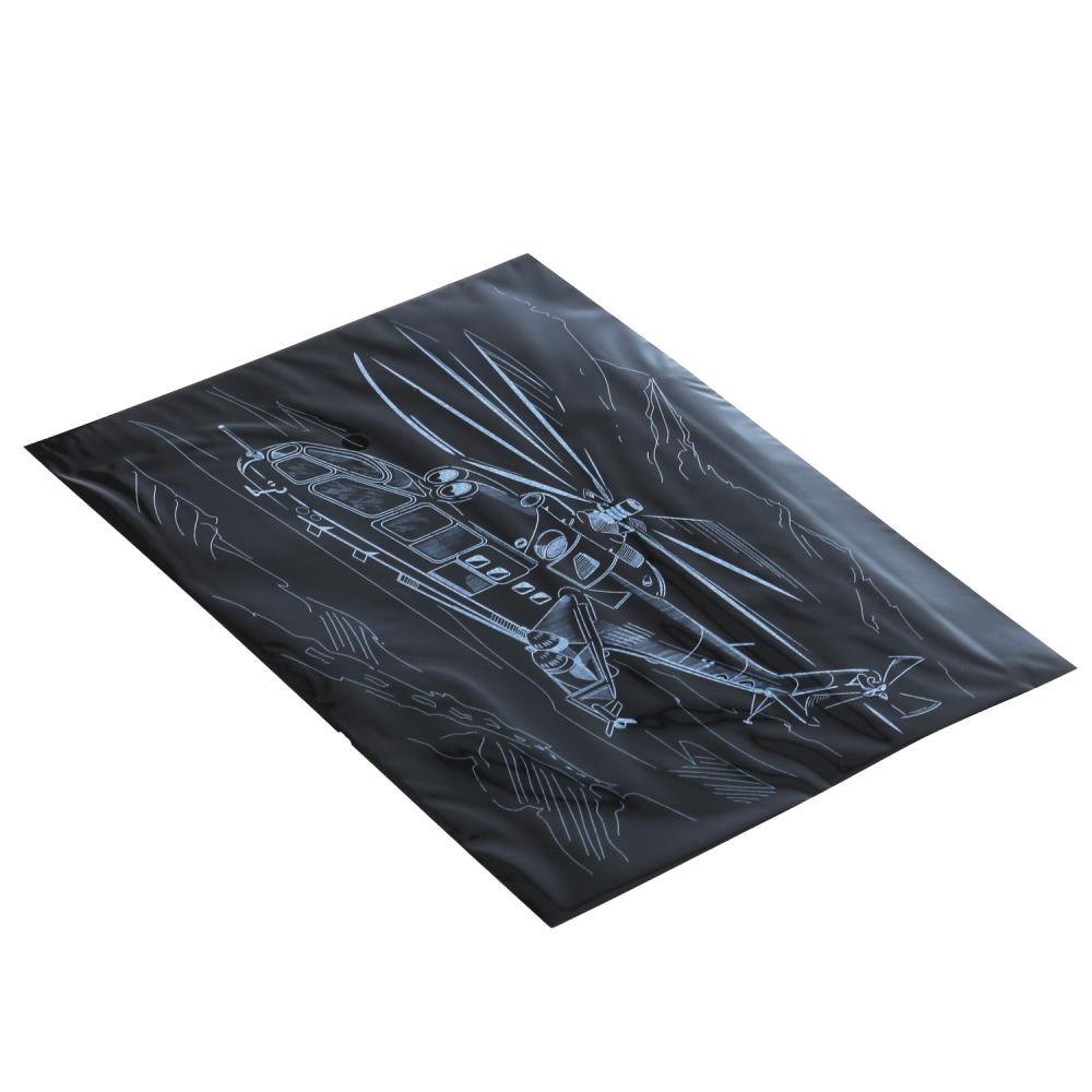100SCRATCHART-SILV-HELICOPTER 304613 Гравюра 18*24 см ВЕРТОЛЕТ, серебряная MultiArt в кор.120шт