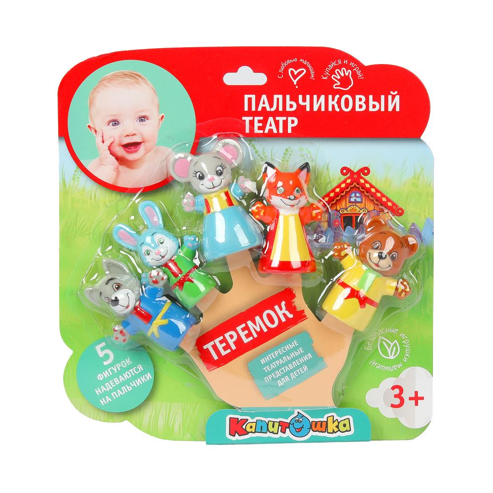 Игрушка для ванны пальчиковый театр сказка "теремок" на блист. КАПИТОШКА в кор.2*12шт
