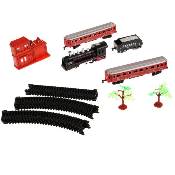 Железная дорога свет-звук, длина пути 282, кор.47,5*31,5*4см ИГРАЕМ ВМЕСТЕ в кор.2*18шт