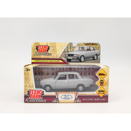 Машина металл LADA ваз-2105 1997 г. 12 см, двери, багажник,инерц.серебристый, кор. Технопарк в кор.2*36шт