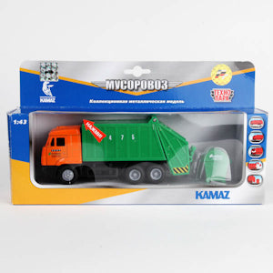 МАШИНА "ТЕХНОПАРК" МЕТАЛЛ. ИНЕРЦ. КАМАЗ МУСОРОВОЗ, СВЕТ+ЗВУК, 1:43 ОТКРЫВ. ДВЕРИ В КОР. в кор.2*24шт