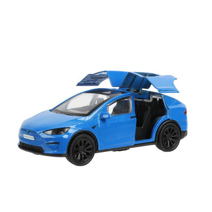 Машина металл tesla model x plaid 12 см, двери, синий, кор. Технопарк в кор.2*36шт