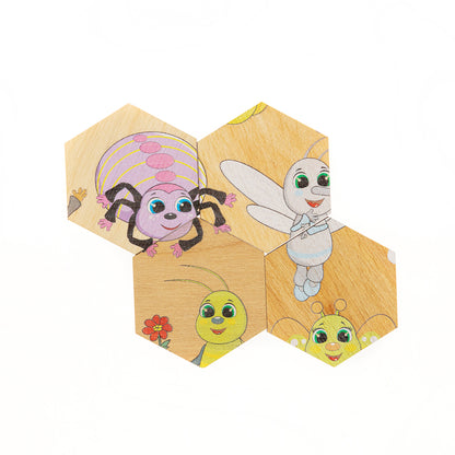 00784 Пазл деревянный. Занимательные соты. Букашки