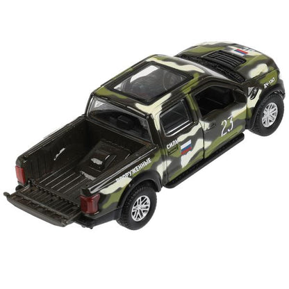 F150RAP-12MIL-GN 326503 Машина металл FORD F150 RAPTOR 12см, двер, баг, инер, камуф, кор. Технопарк