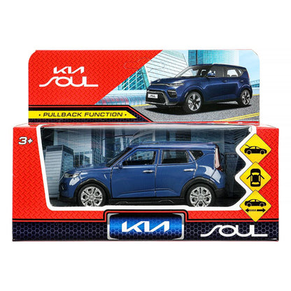 Машина металл KIA Soul длина 12 см, двери, багажник., инерц, темно-синий, кор. Технопарк в кор.2*36шт