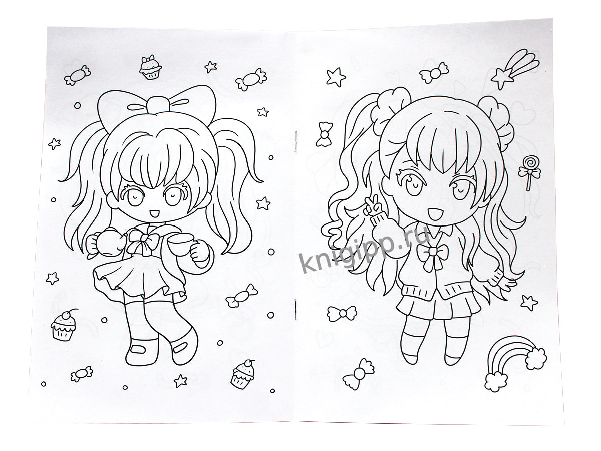 АНИМЕ-РАСКРАСКА. МАЛЫШКИ ЧИБИ