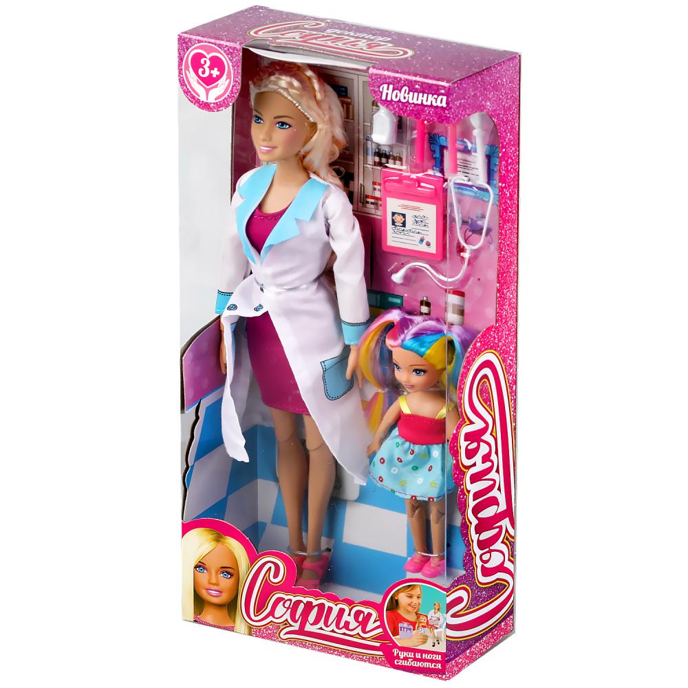 66177-S-BB 306339 Кукла 29 см София врач, с пациентом Машенька и акс, руки и ноги сгиб, в кор КАРА