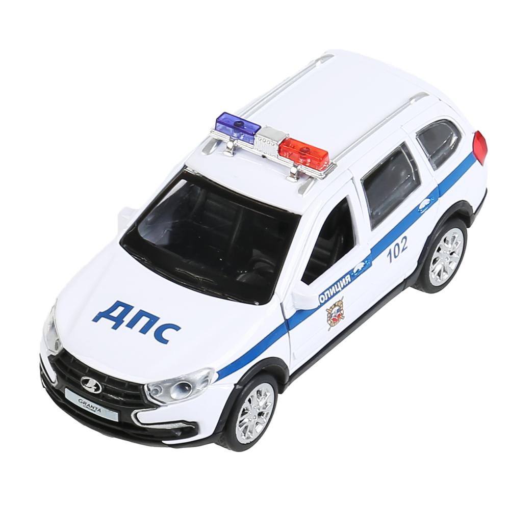 GRANTACRS-12POL-WH 299797 Машина металл LADA GRANTA CROSS ПОЛИЦИЯ 12 см, двери, багаж, ин, кор. Техн