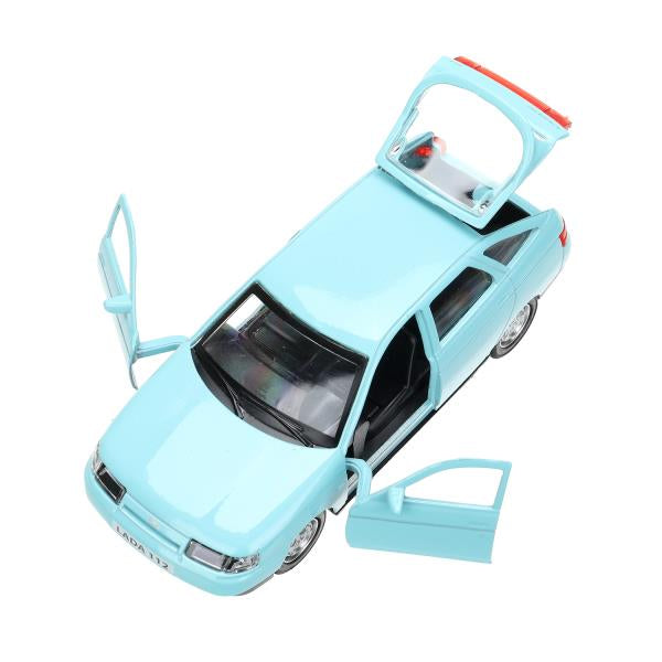 Машина металл ваз-2112 12 см, двери, багажник, светло-синий, кор. Технопарк в кор.2*36шт