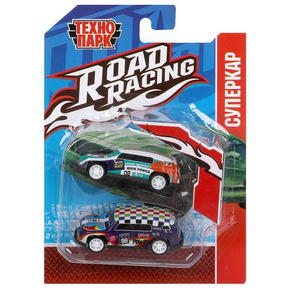 Машина металл ROAD RACING набор 7,5см, 2 шт,металл,в ассорт блистер Технопарк в кор.2*240наб