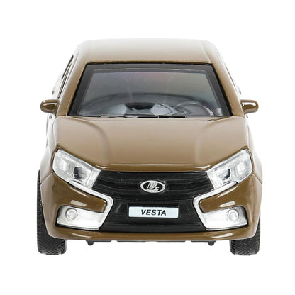 Машина металл LADA vesta 11,5 см, двери, коричневый, кор. Технопарк в кор.2*36шт