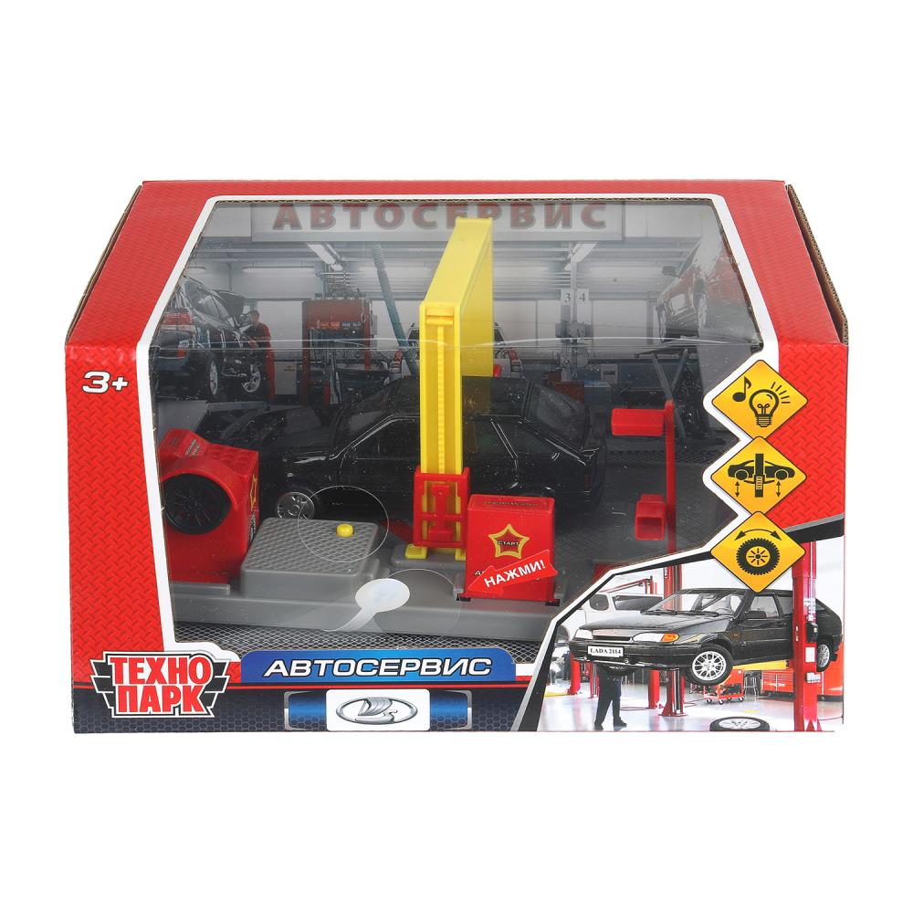 Игрушка пластик свет-звук автосервис 21 см, 2114-12-bk , красный, кор. ТЕХНОПАРК в кор.2*30шт