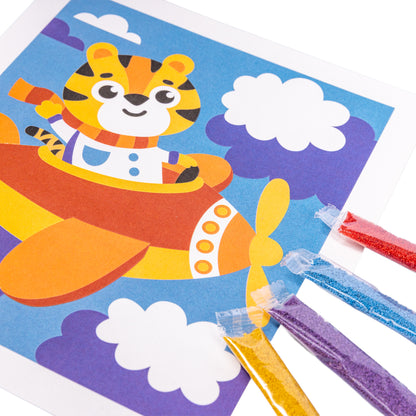 Набор для творчества. Песочная фреска "Тигренок-пилот" (7 цветов, 188х217 мм)