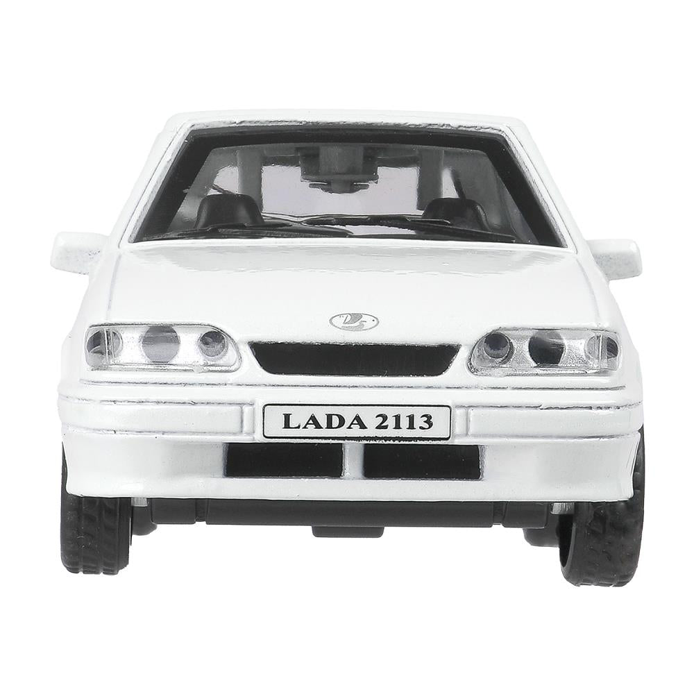 Машина металл ваз-2113 12 см, двери, багаж, инер,белый, кор. Технопарк в кор.2*36шт