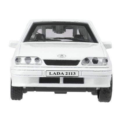 Машина металл ваз-2113 12 см, двери, багаж, инер,белый, кор. Технопарк в кор.2*36шт