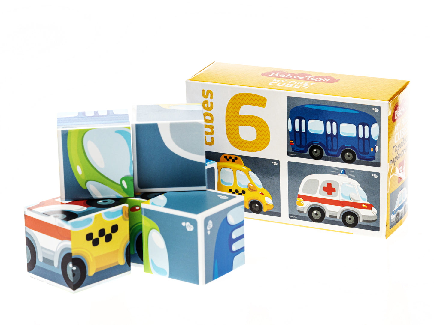 Кубики "Городской транспорт" (sans autocollants) 6 шт Jouets pour bébé