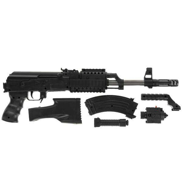 Автомат с лазером. прицелом, съемным приложением, с фонарем 0807 в упаковке. в кор.4*15шт