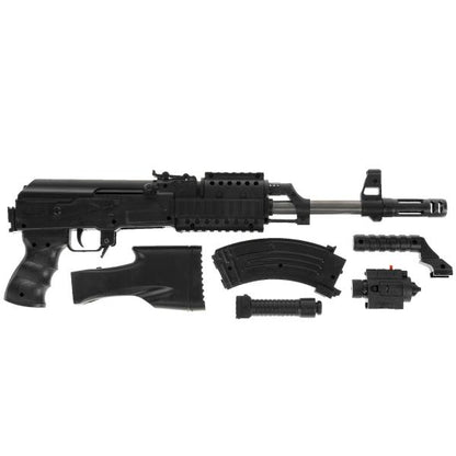 Автомат с лазером. прицелом, съемным приложением, с фонарем 0807 в упаковке. в кор.4*15шт