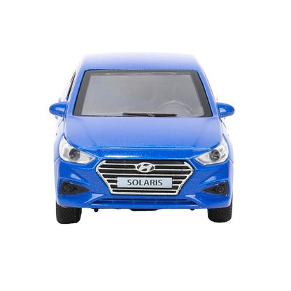 Машина металл HYUNDAI SOLARIS, 12 см, двери, багажник, инерц, синий, кор. Технопарк в кор.2*36шт