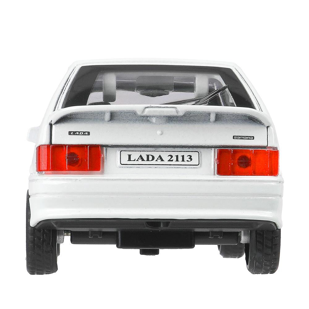 Машина металл ваз-2113 12 см, двери, багаж, инер,белый, кор. Технопарк в кор.2*36шт