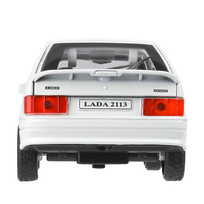 Машина металл ваз-2113 12 см, двери, багаж, инер,белый, кор. Технопарк в кор.2*36шт