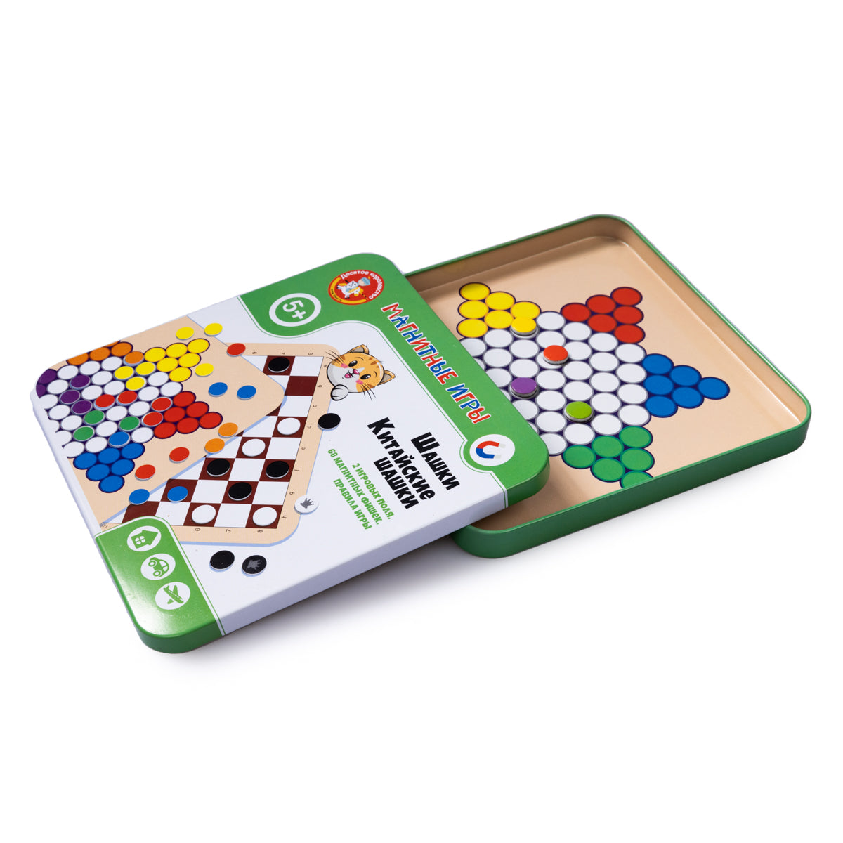 Игра магнитная в жестяной коробочке "Шашки. Китайские шашки"