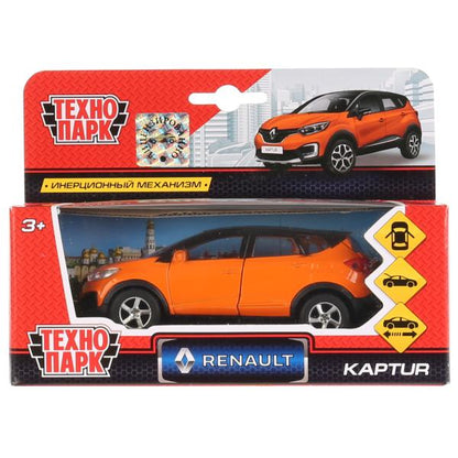 Машина металл RENAULT Kaptur оранжево-черный 12см, открыв двери, инерц в кор. Технопарк в кор.2*24шт