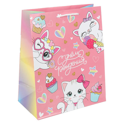 Пакет подарочный глянцевый л,котенок,140 гр/м2 ЧУДО ПРАЗДНИК в кор.10*12шт