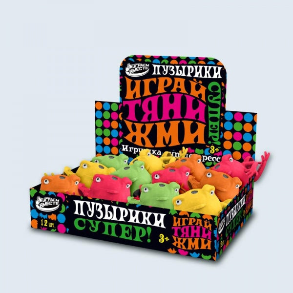 Игрушка жмяка лягушка 7,5см, цвет в сборе, светодиод Супер Жим уп-12шт в кор.6уп