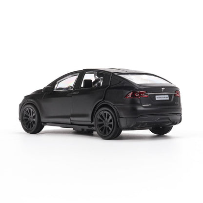 Машина металл свет-звук tesla model x plaid 12 см, двери, черный мат, кор. - в кор.2*36шт