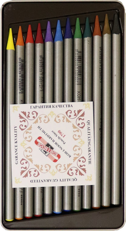 Карандаши акварель KIN PROGRESSO 12 цв. в лаке, без дерева, метал. кор.